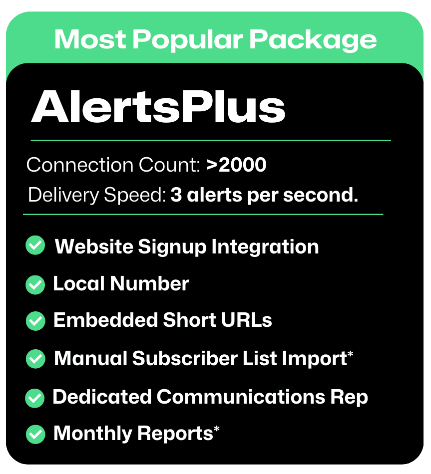 alerts plus feature list