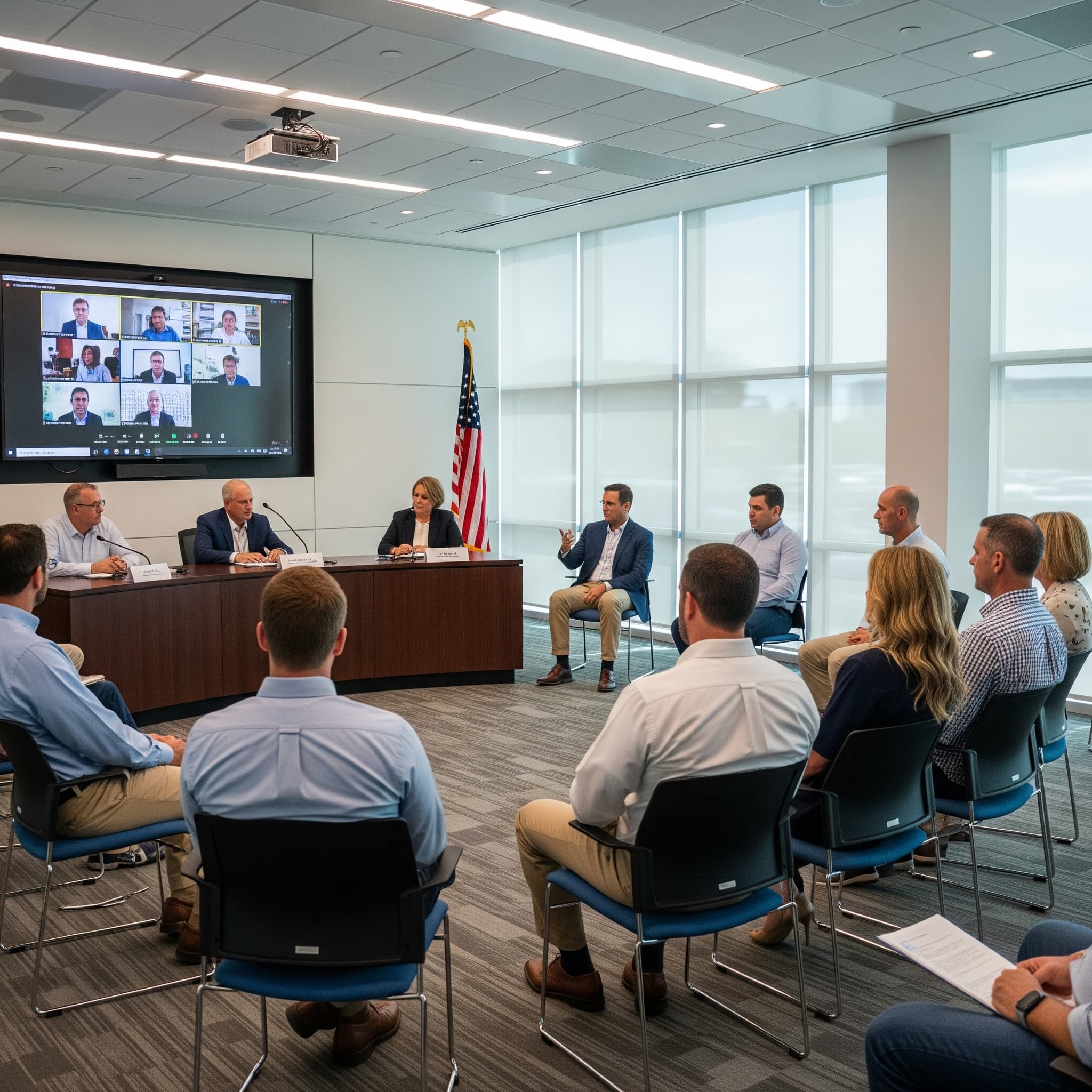 image showing a hybrid board meeting.