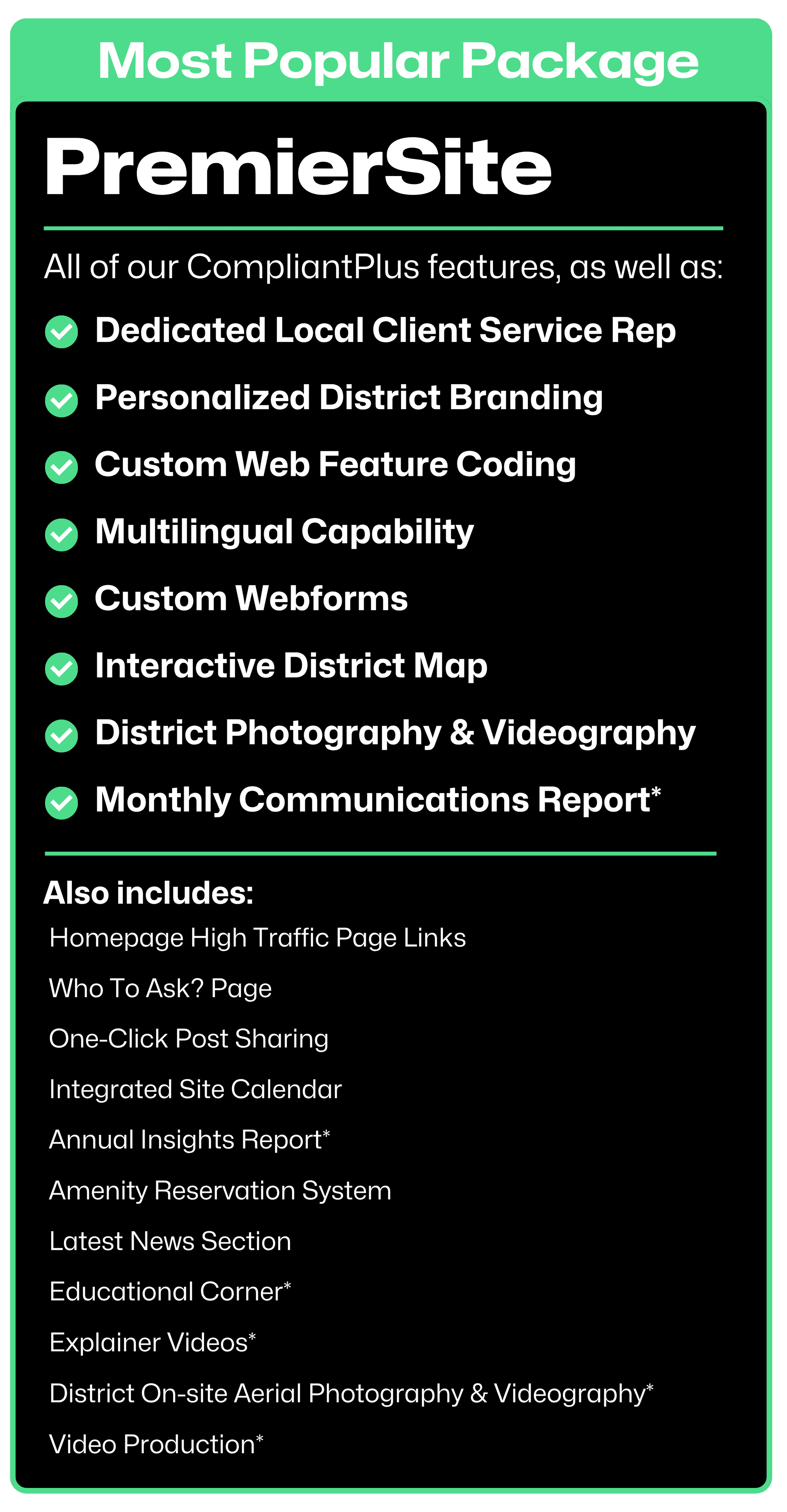 premier site features