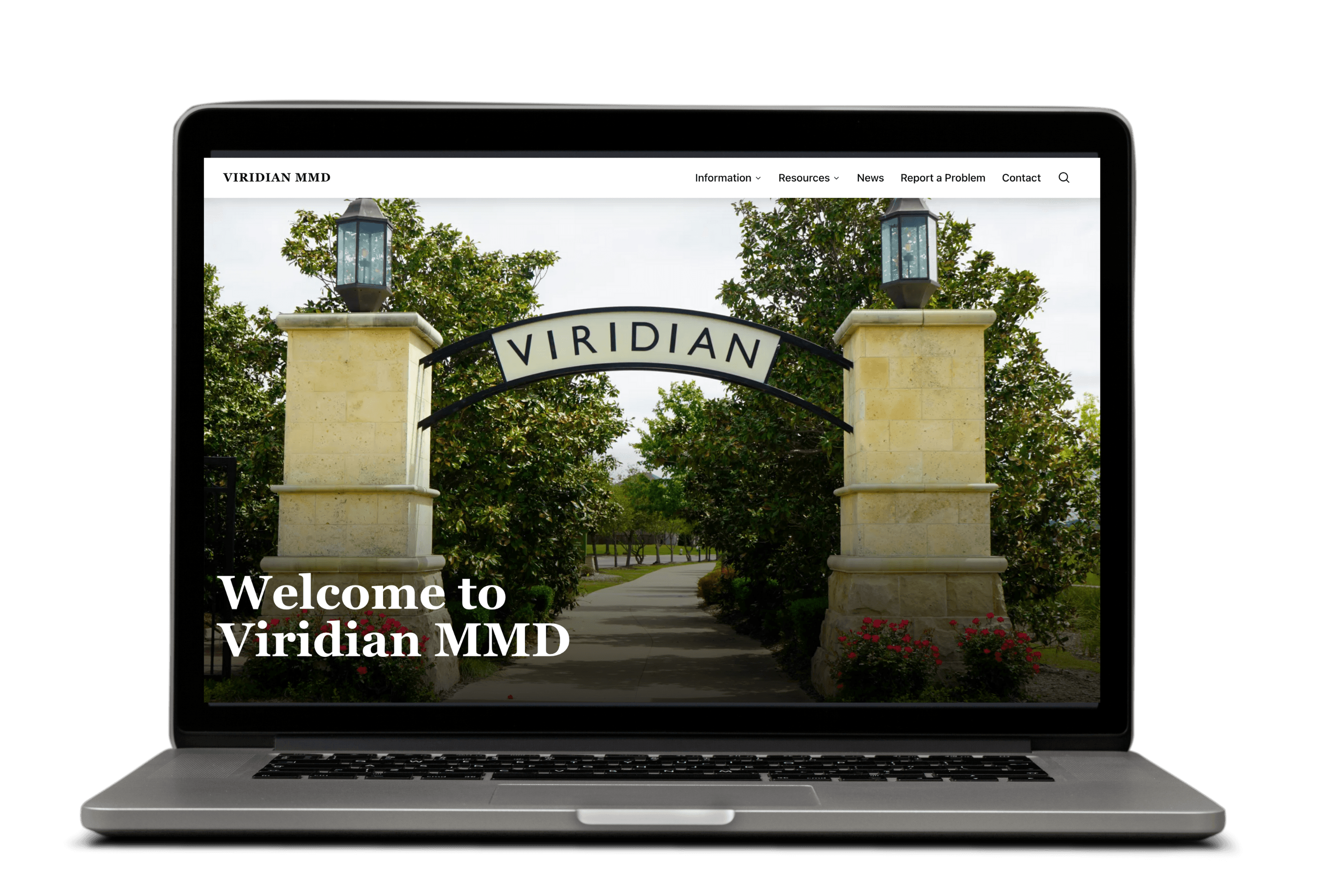 Triton site asset showing laptop with Viridian MMD's homepage on it.